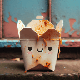Portrait of a discarded takeout container